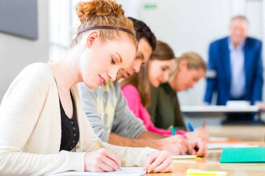 Students writing